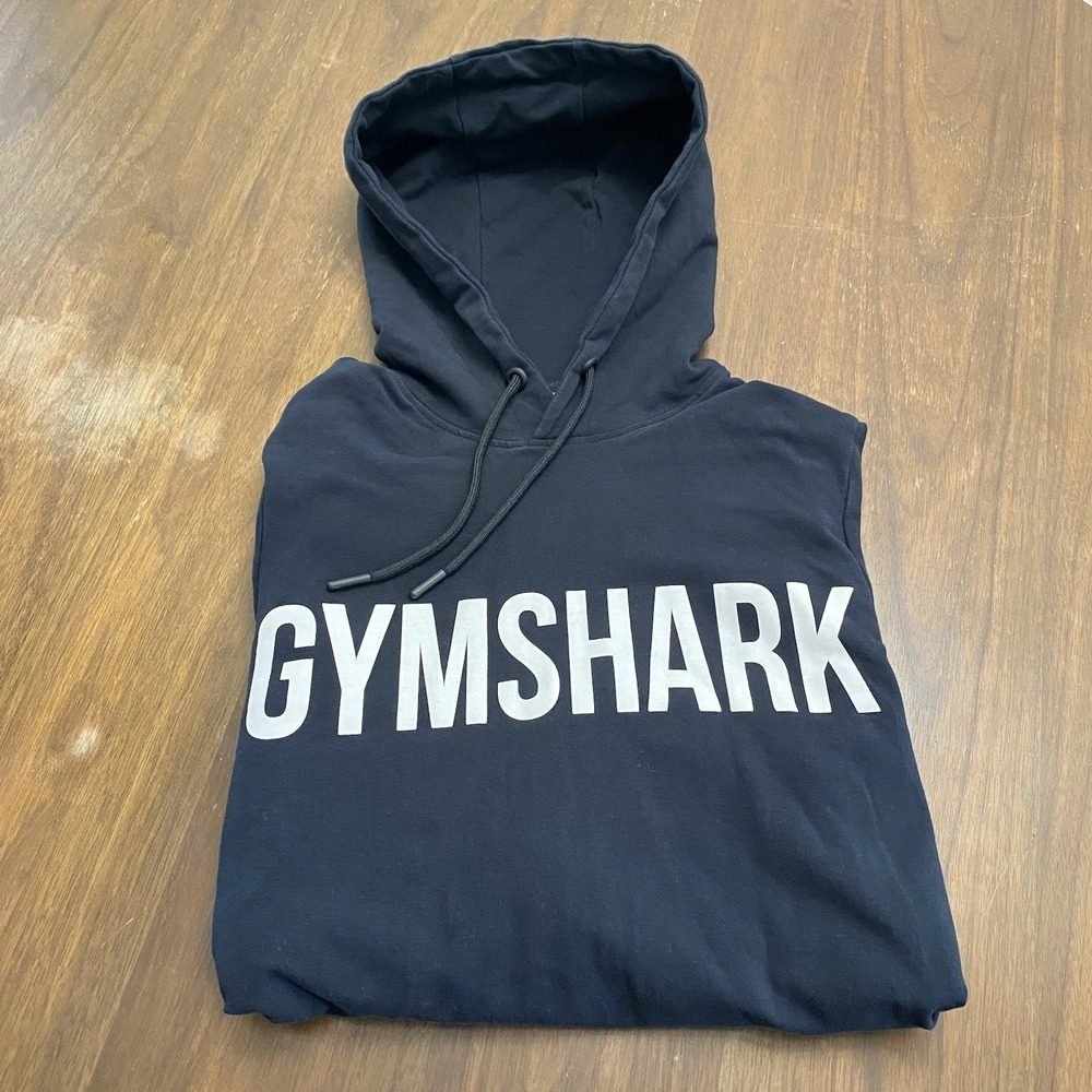 GYMSHARK Pull Over Black Graphic Print Athletic Hoodie Sweatshirt Men's Medium